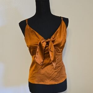 Y2K Abercrombie & Fitch Satin Like Tie-Front Tank Top in Copper